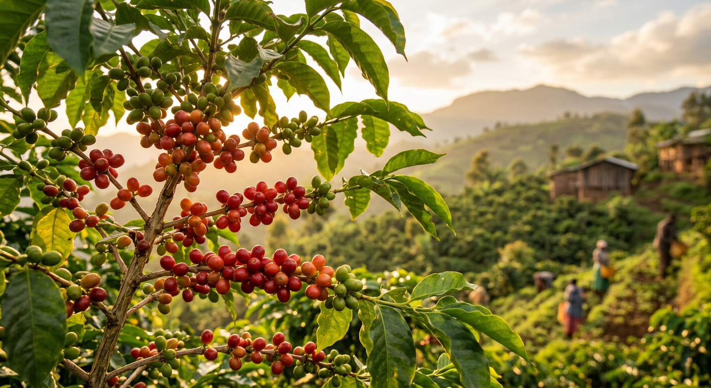Ethiopian Yirgacheffe coffee cherries